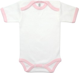 Baby Bodysuit short, Baby Body - White / Pink