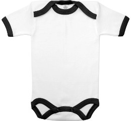 Baby Bodysuit short, Baby Body - White / Black