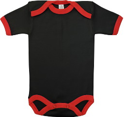 Baby Bodysuit short, Baby Body - Black / Red